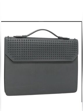 Christian Louboutin Gray Stud-Detail Top-Handle Briefcase